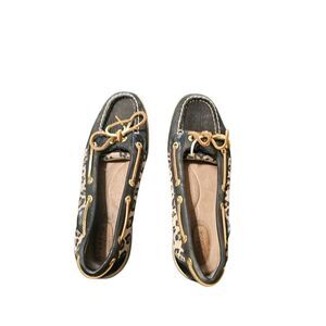 Sperry Black and Tan Flats with Classic Loafer Style